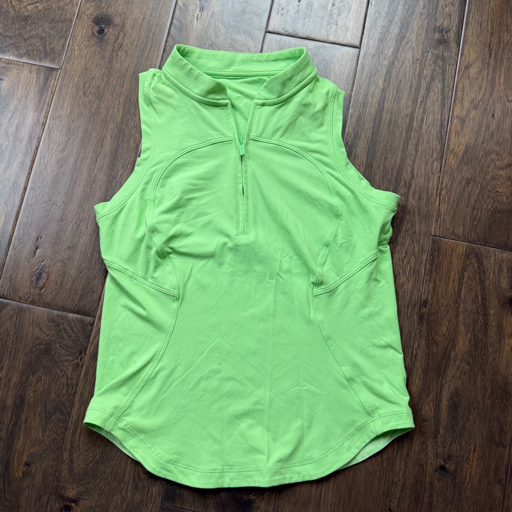 Lululemon Sleeveless Half Zip Top Women 0/2 Lime Green Excellent Athletic Golf